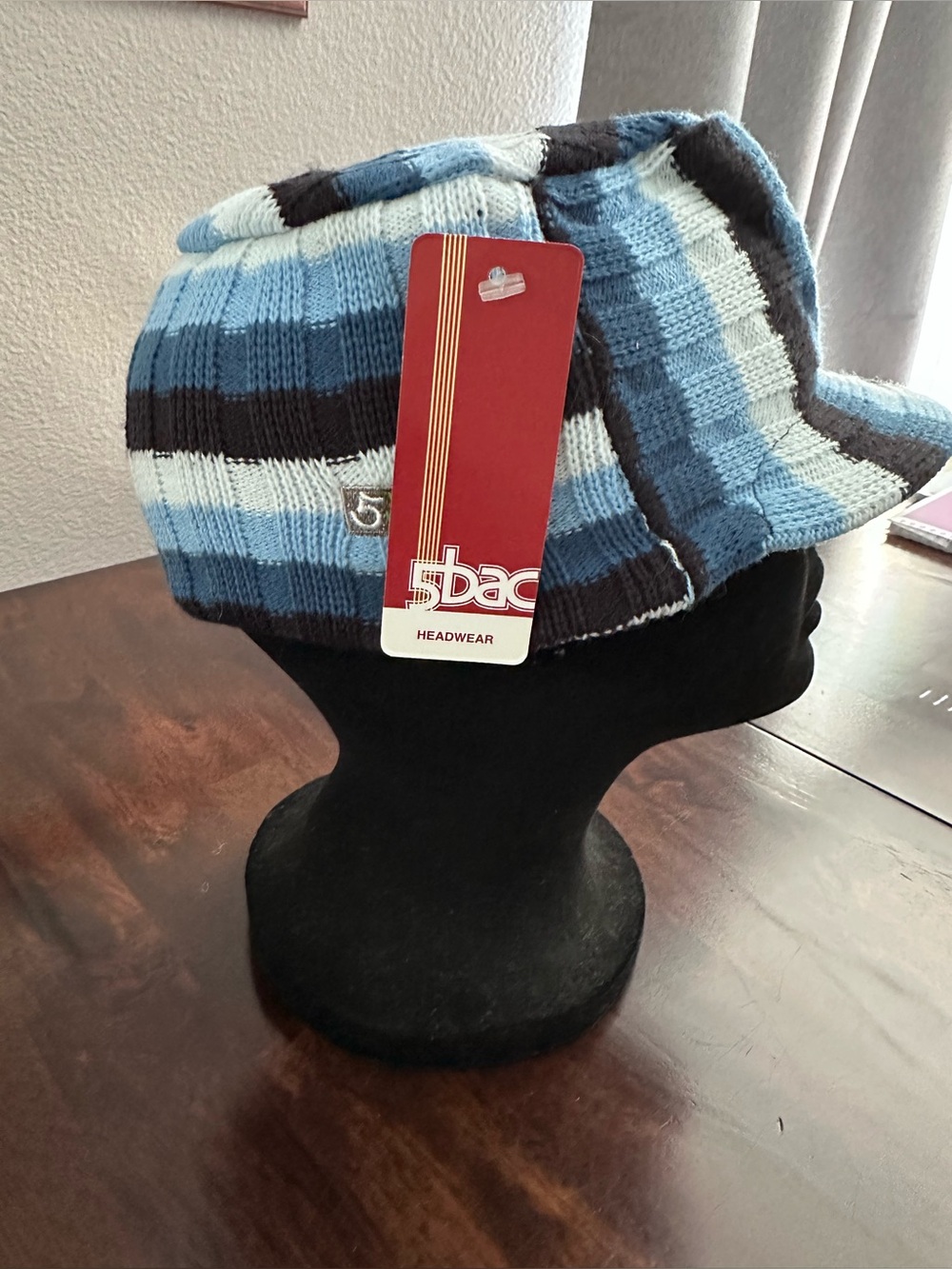 NWT Acrylic Knit Striped Visor Beanie